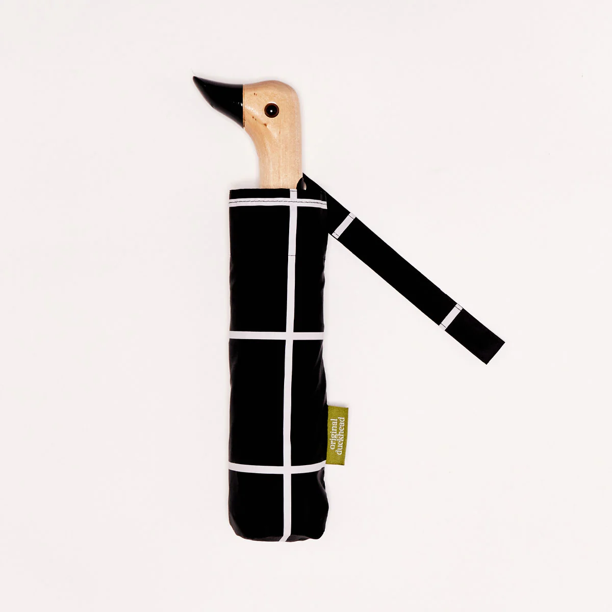 .Black Grid Compact Duck Umbrella - Image 3