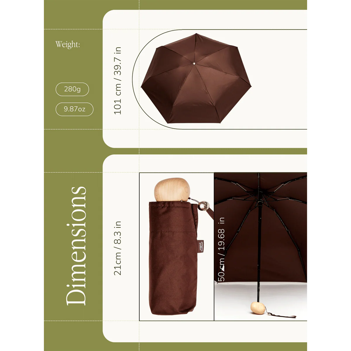 Espresso Ultra Compact Mini Umbrella - Image 8