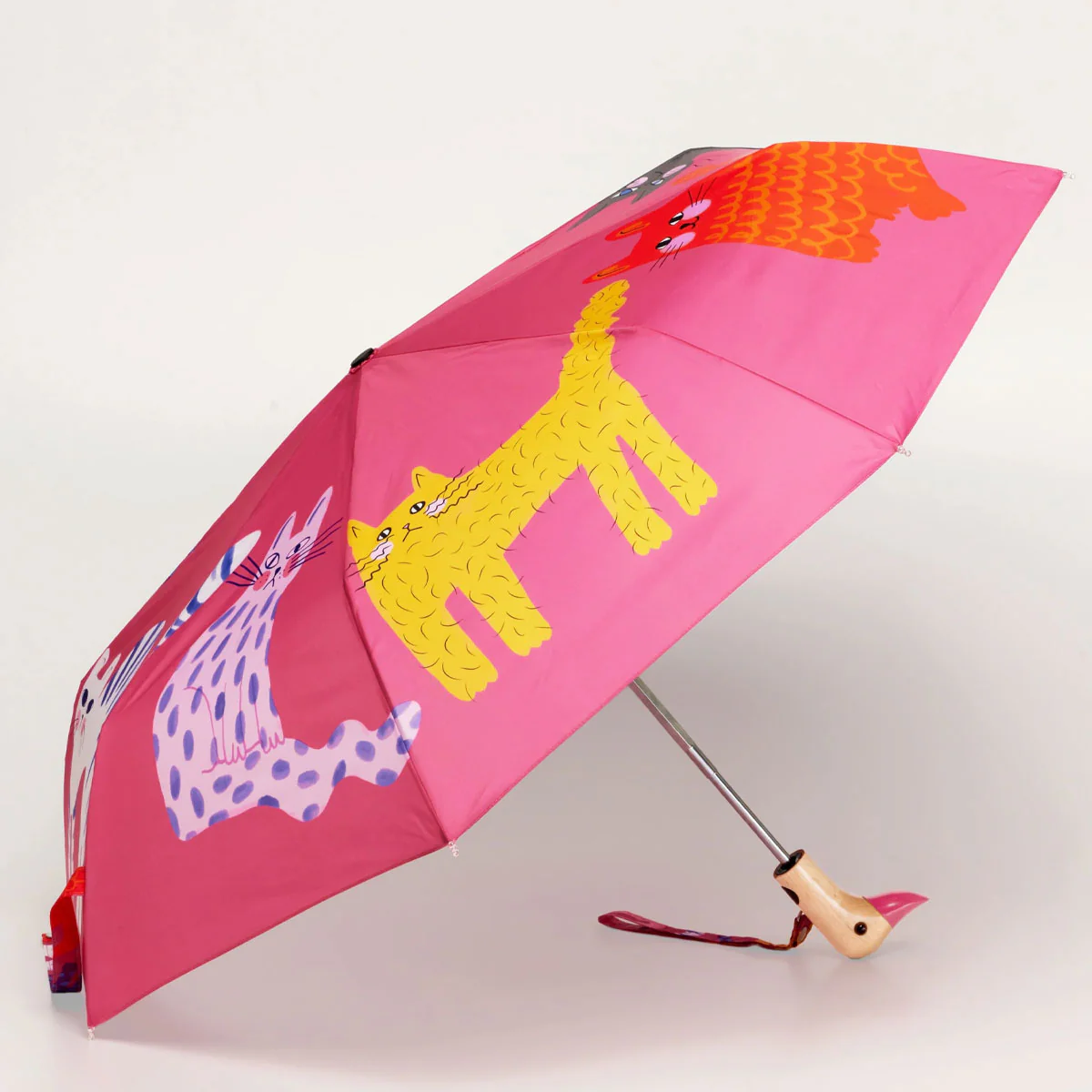 Fuchsia Arty Cats Duck Umbrella - Image 2