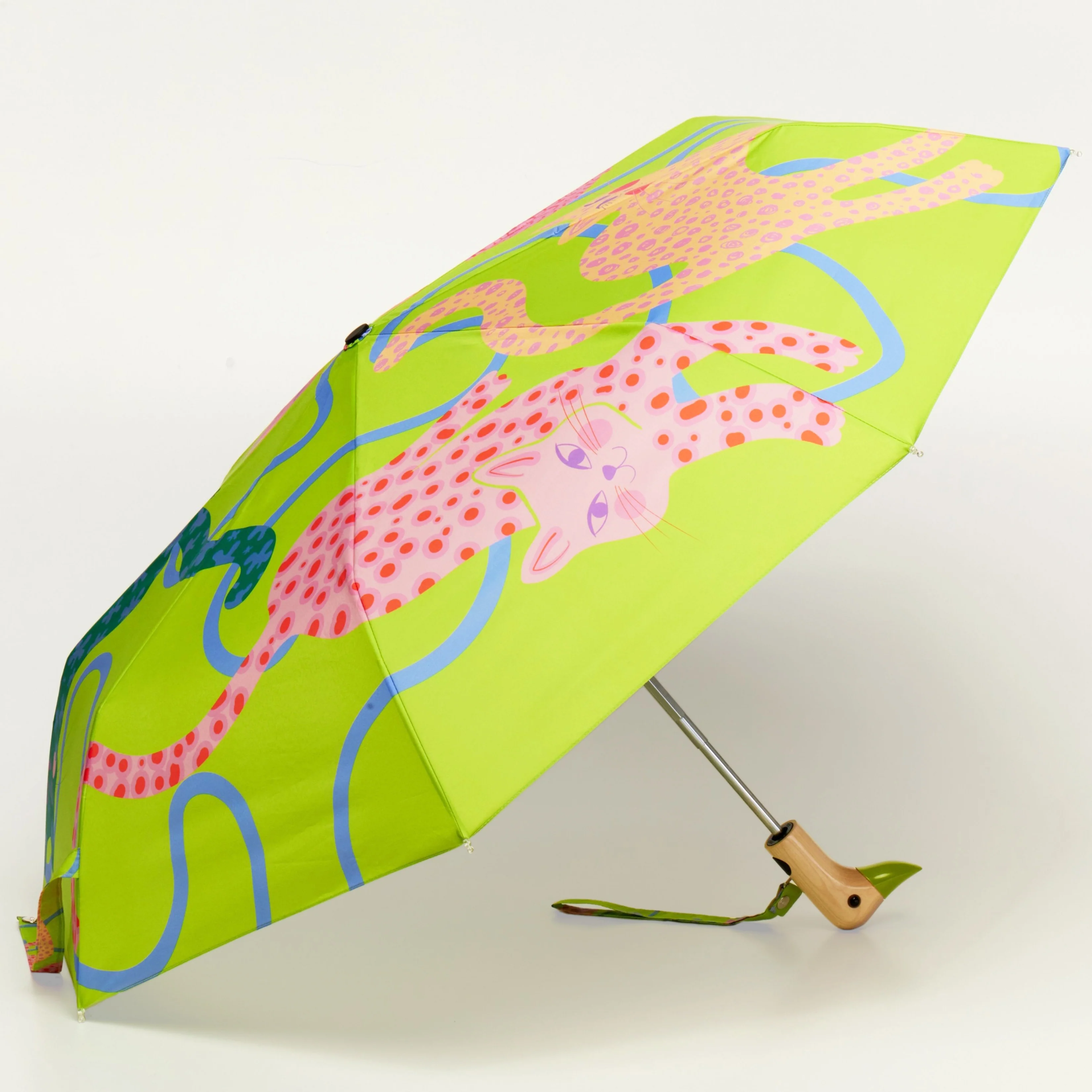 Lime Arty Cats Duck Umbrella - Image 2