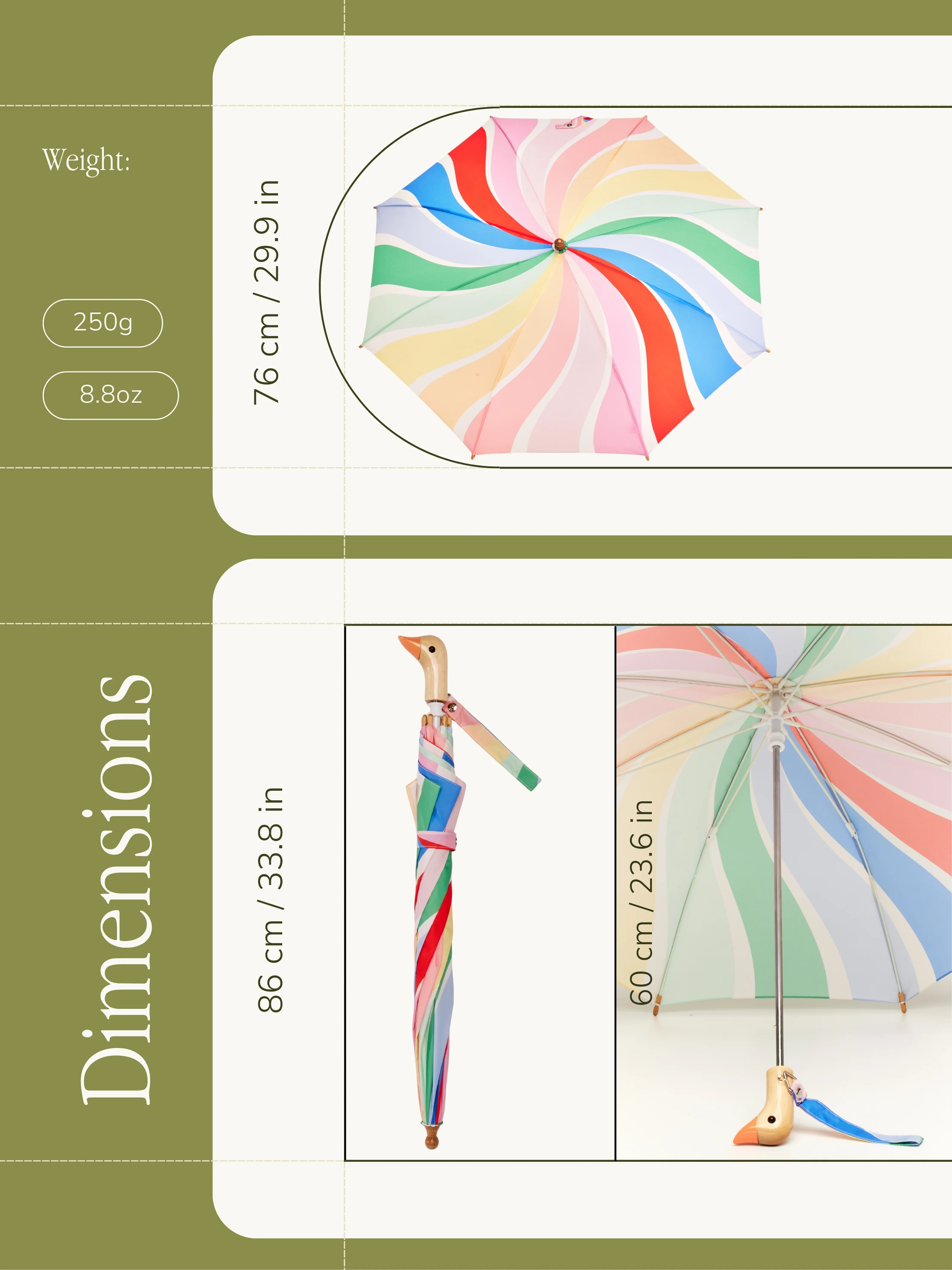 Original Duckhead x Meri Meri Rainbow Stripes Duckling Umbrella - Image 7