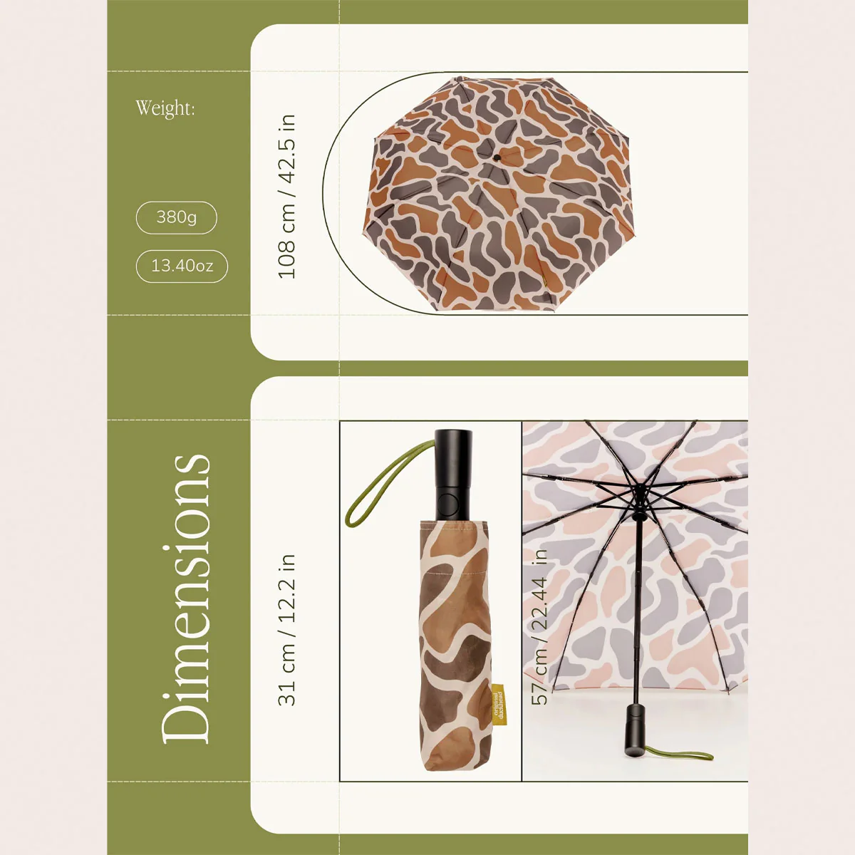 Taupe Ripples Umbrella with Auto Open-Close - Image 7